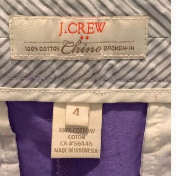 J. Crew Factory Purple Cotton Chino Mid Rise Shorts Size 4 - Picture 2 of 3